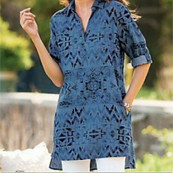 Soft Surroundings Women’s Aztec Blouse - Picture 1 of 6